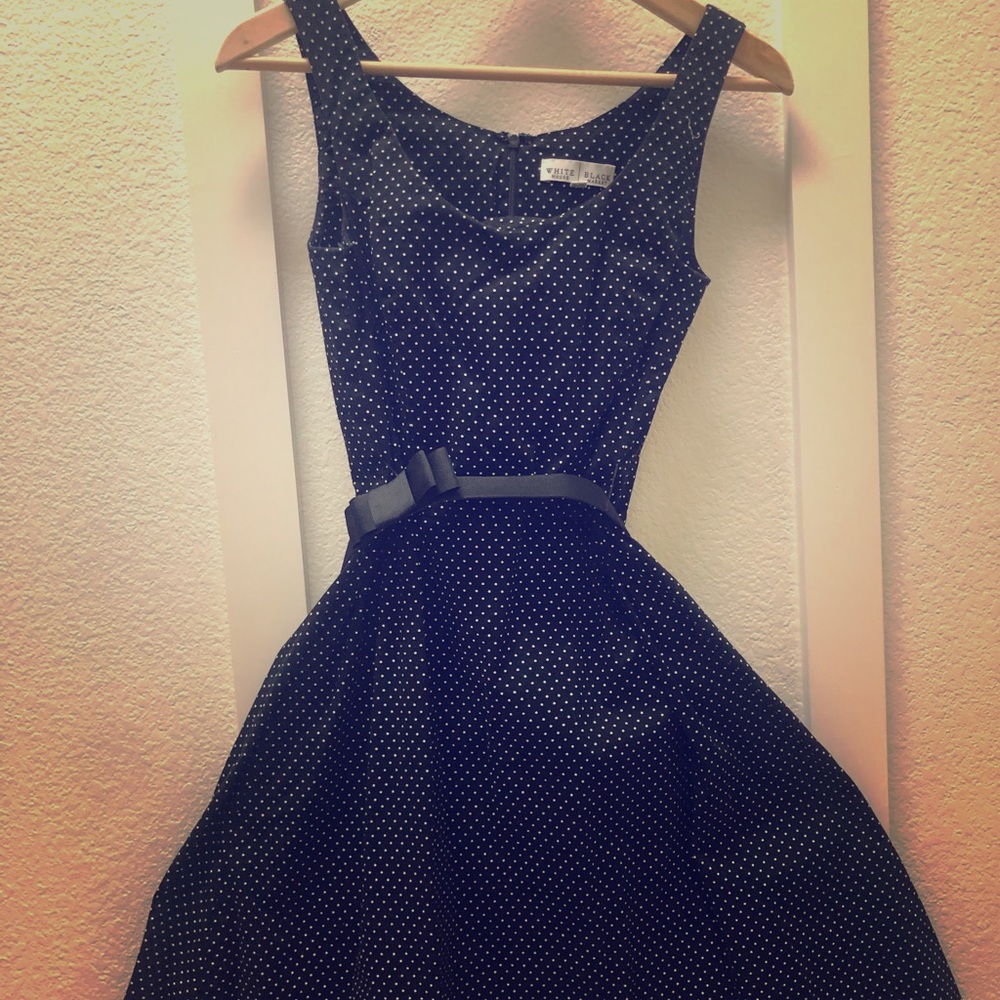 White House Black Market Belted Polkadot dress
